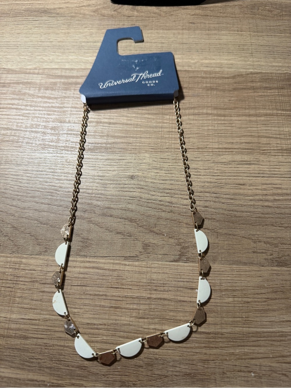Universal Thread Gold-Tone Necklace with White and Rose Gold Accents